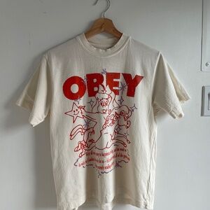 OBEY cream graphic t-shirt